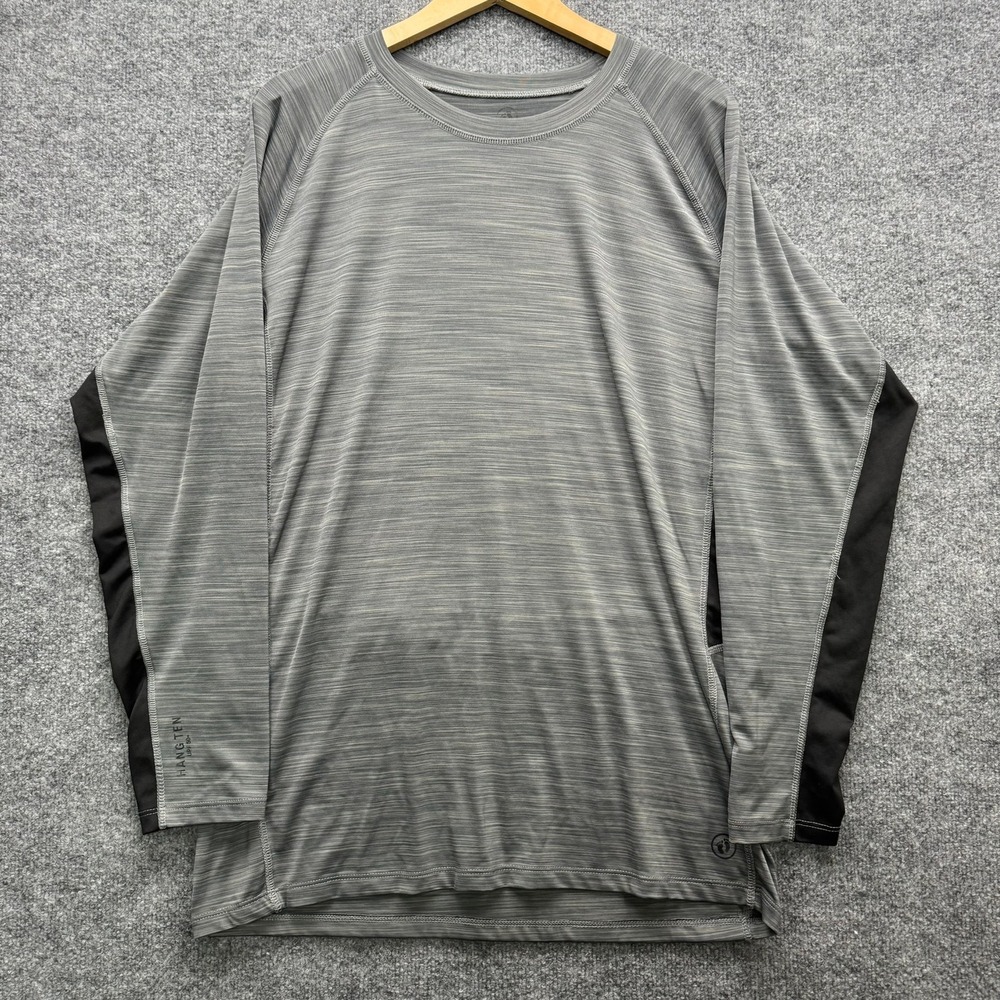 Hang Ten‎ Shirt Men's Size XL Gray Black Long Sleeve UPF 50 Athletic Performance